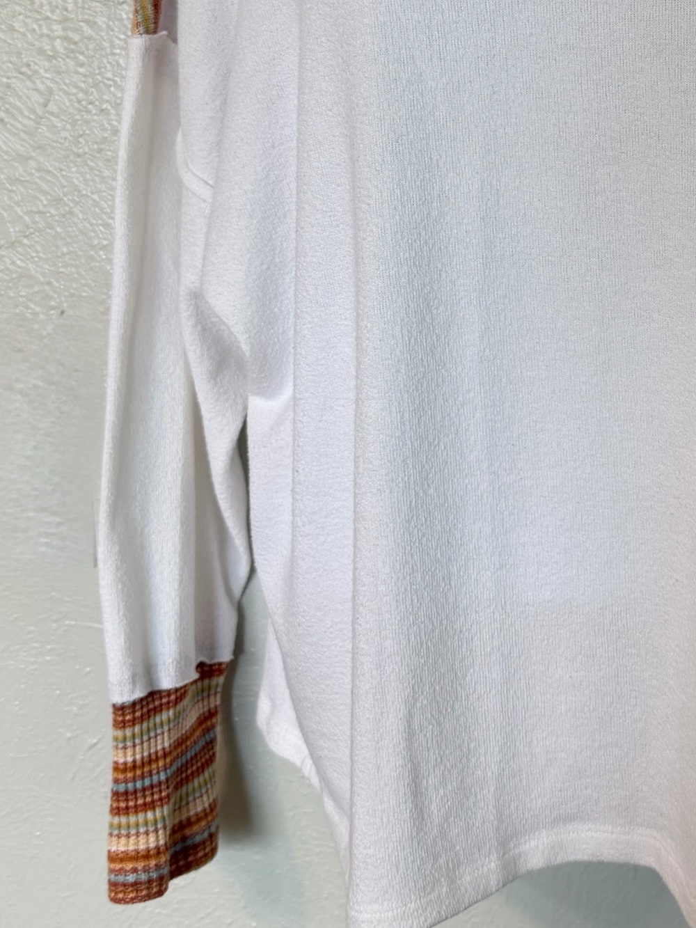 Lulus Ivory Pullover Knit Top w/ Contrast‎ Grunge Vintage Striped Trim Sz S - Picture 10 of 17